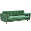 Evie Green Velour 3 Seat Sofa