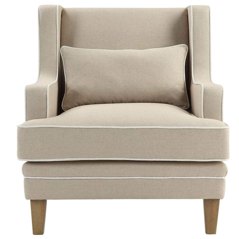 Bondi Natural Armchair with White Piping