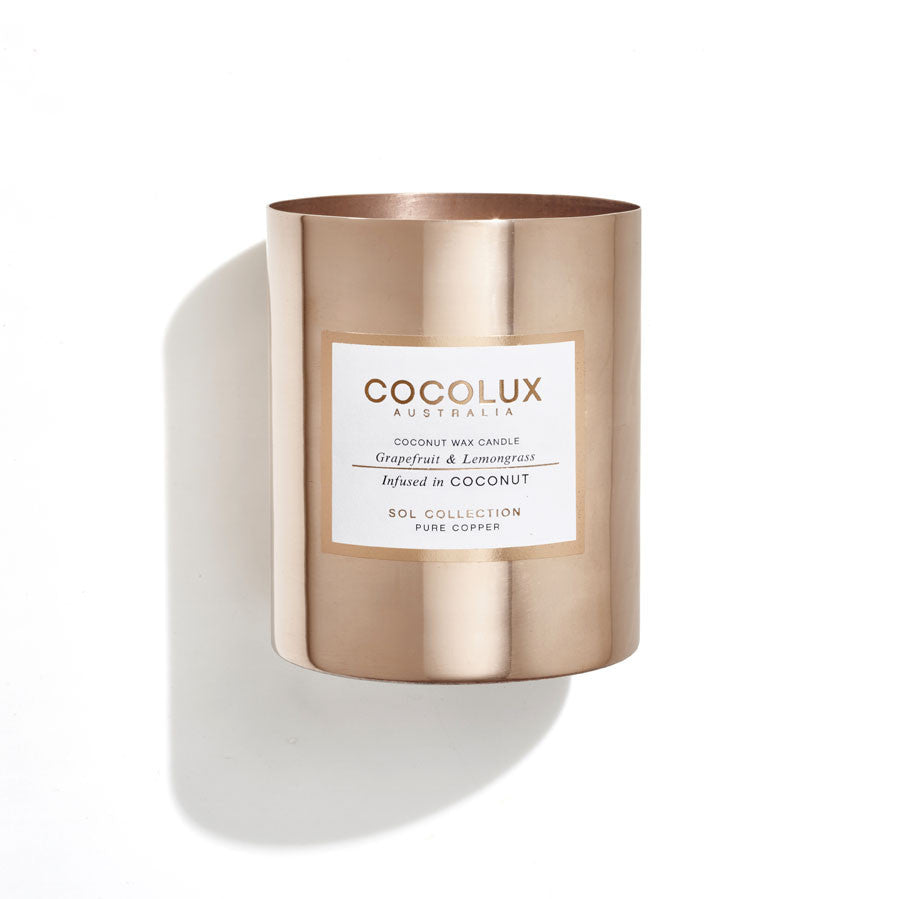 Cocolux Grapefruit & Lemongrass Luxury Sol Copper Candle 350g