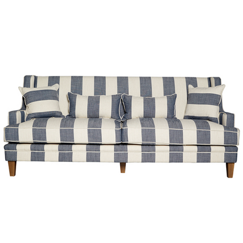 Bondi Denim & Cream Wide Stripe 3 Seat Sofa