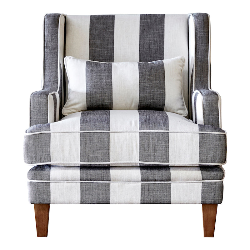 Bondi Grey & Cream Stripe Armchair Chair