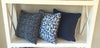 Navy Piped Linen Cushion