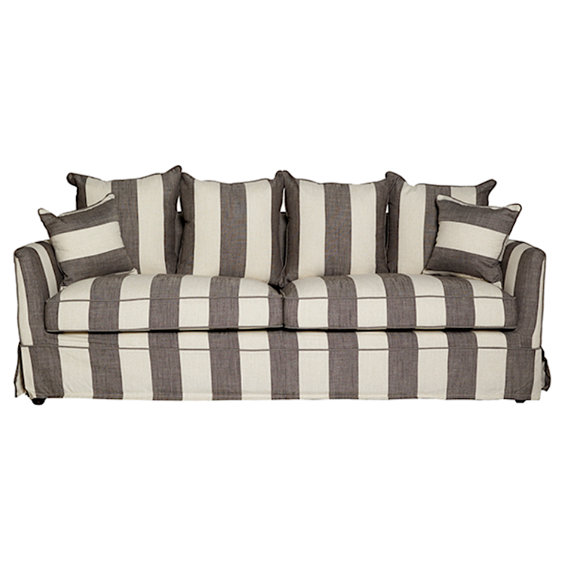 Noosa Grey & Cream Stripe 3 Seat Sofa