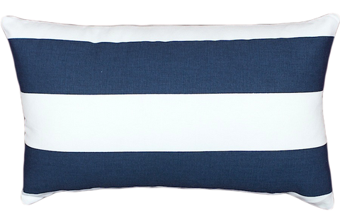 Navy & White Striped Rectangular Cushion