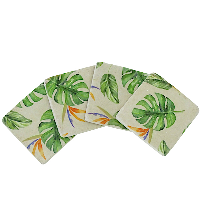 Set of 4 Tropical Leaf Monstera Coasters
