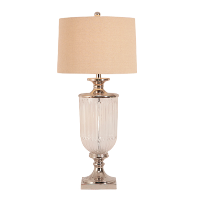 Glass Lamp with Linen Shade