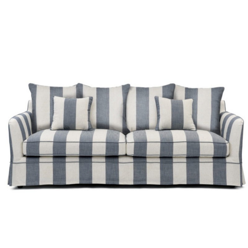 Noosa Denim & Cream Stripe 3 Seat Sofa