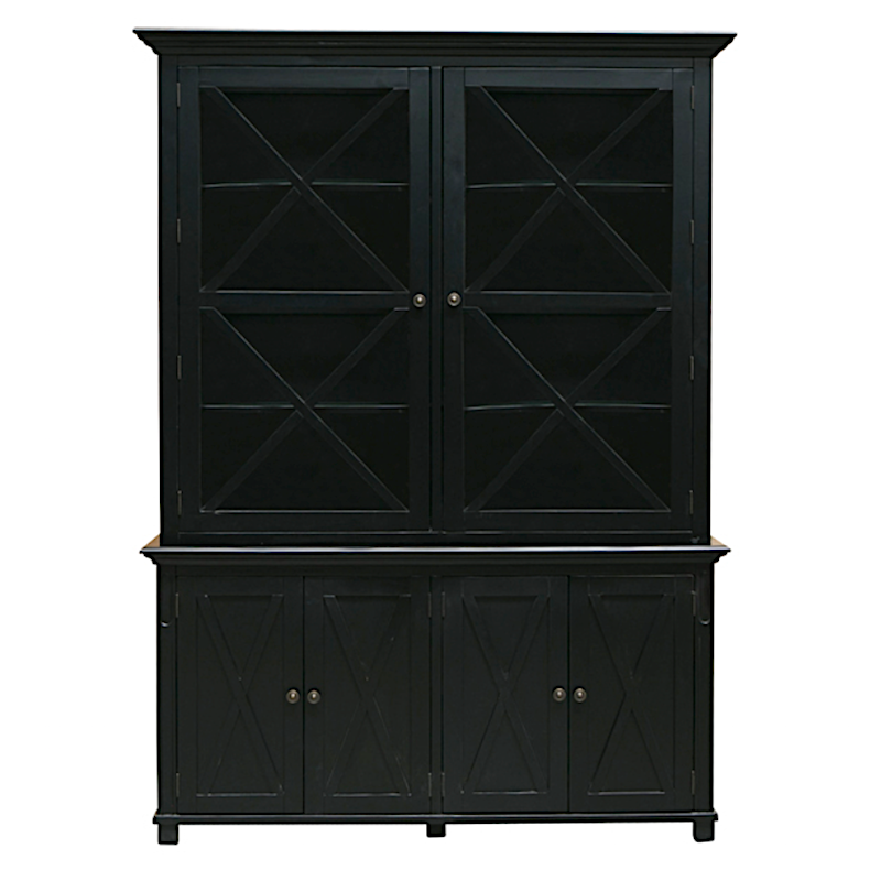 Sorrento Tall Glass Door Cabinet Black
